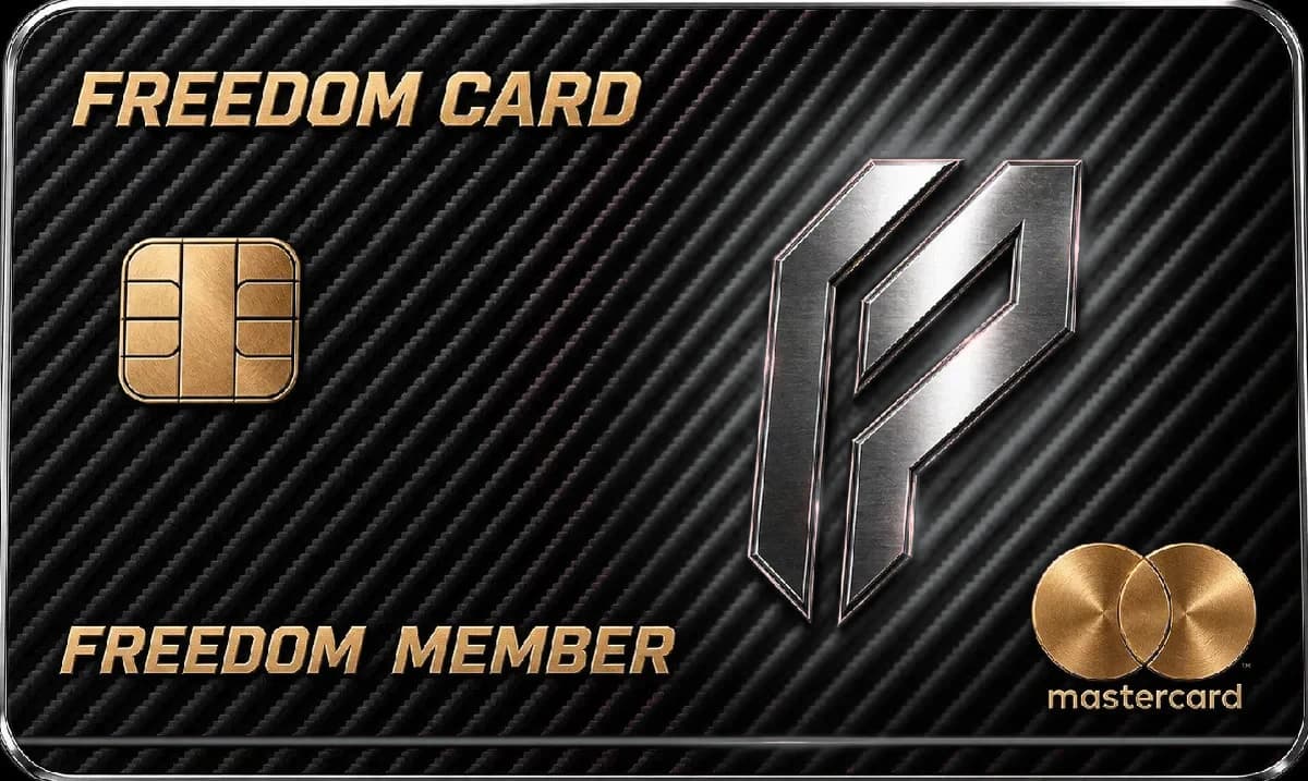 The Freedom Card: carbon black and red, gold chip, chrome Freedom Pro mark, Freedom Member
